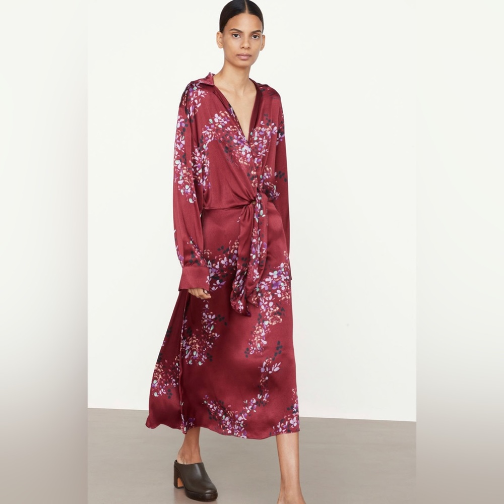 NWT Forsythia Long Sleeve Shaped Collar Tie-Front Dress XS